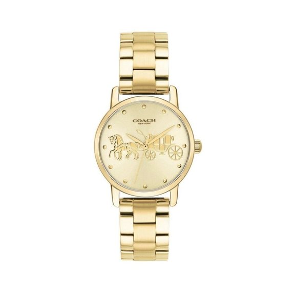 Brand NEW Coach Grand 14502976 28mm Stainless Steel And Yellow Gold-tone Case - Picture 2 of 5